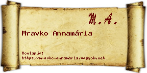 Mravko Annamária névjegykártya